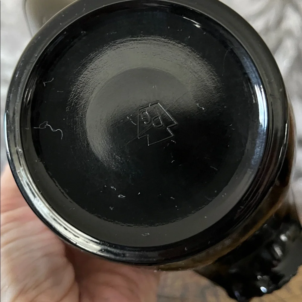 Vintage Pilgrim Glass Black Amethyst Hand-Painted Vase & Covered Jar Set 3 Pc